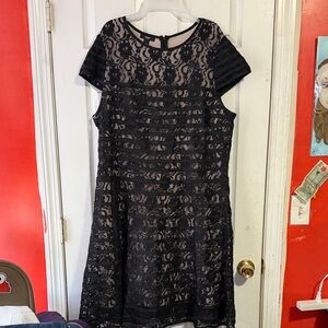 Alfani Elegant Winter Rose Black Lace Dress Sz 20W Nwt